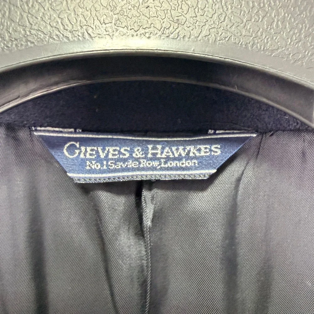 Gieves & Hawkes Savile Row Navy Blue 100% Cashmere Blazer Gold Buttons‎ 43L